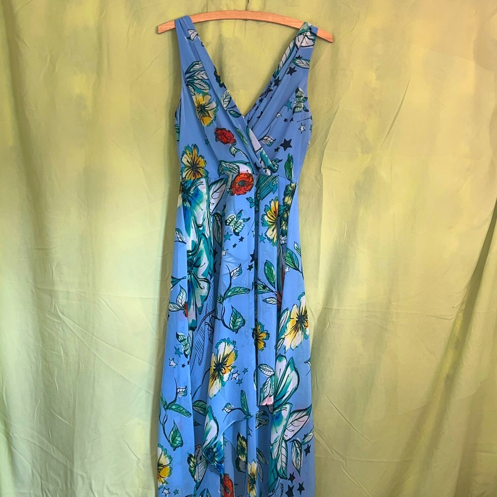 DKNY Blue Floral cottage core Maxi Dress - Picture 2 of 14